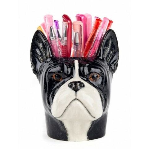 Quail Ceramics Pencil Pot Black And White: French Bulldog