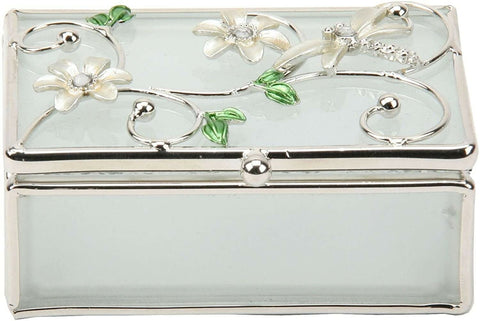 Sophia Collection Cream Dragonfly And Diamante Glass Trinket Box