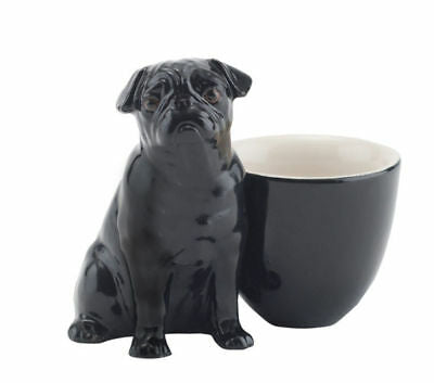 Quail Ceramics Egg Cup With Black Pug