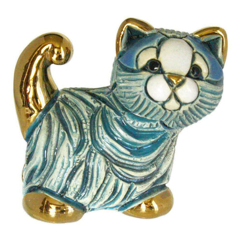 Turquoise Mini Cat Figurine From De Rosa