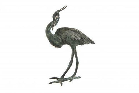 Hot Cast Bronze Heron Figure By Oriele Bronze