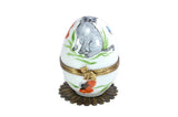 Fanex Limoges Brahms Lullaby Musical Porcelain Egg With Grey Cat And Poppies