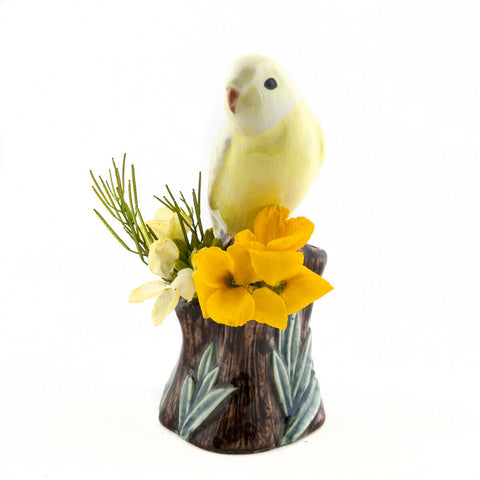 Yellow Budgerigar Bud Vase From Quail Ceramics