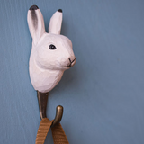 Wildlife Garden Hand Carved Wooden Arctic Hare Hook