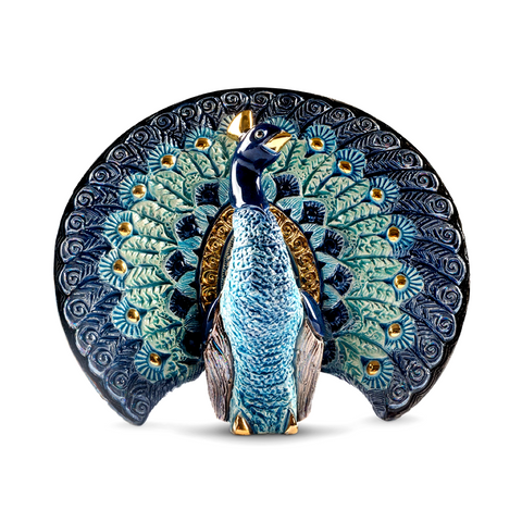 De Rosa Rinconada  Blue Peacock Figurine