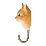 Wildlife Garden Hand Carved Wooden Ginger Cat Hook