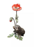 Richard Cooper Studio Bronze Hedgehog with Poppy by Keith Sherwin