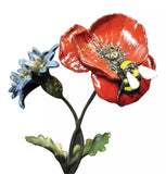 Richard Cooper Studio Bronze Poppy With Cornflower And Bee By Keith Sherwin