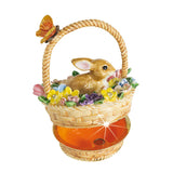 Bunny Rabbit In Basket Trinket Box With Necklace From The Arora Design Hidden Secrets Collection