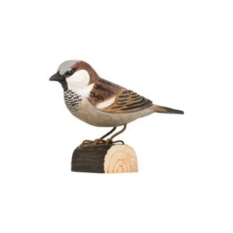 Carved Wooden House Sparrow By Wildlife Garden