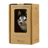 Hand Carved Wooden Husky With Hook By Wildlife Garden