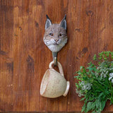 Hand Carved Wooden Eurasian Lynx With Hook By Wildlife Garden