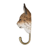 Hand Carved Wooden Eurasian Lynx With Hook By Wildlife Garden