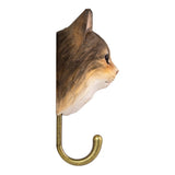 Hand Carved Wooden Norwegian Forest Cat With Hook By Wildlife Garden