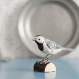 Wildlife Garden Decobird Carved Wooden Figure of a Pied Wagtail