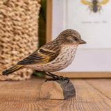 Carved Wooden Pine Siskin Figure By Wildlife Garden