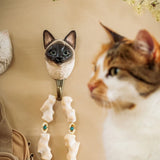 Hand Carved Wooden Siamese Cat With Hook By Wildlife Garden