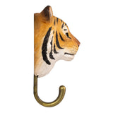 Hand Carved Wooden Tiger With Hook By Wildlife Garden