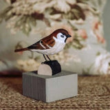 Carved Wooden Tree Sparrow By Wildlife Garden