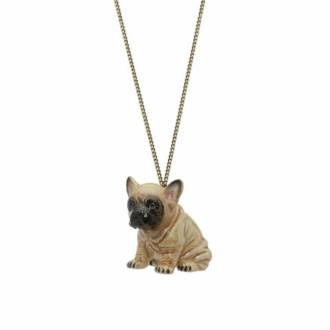 AND MARY Ceramic Fawn French Bulldog Pendant
