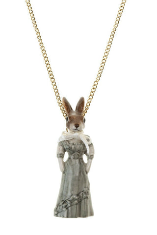 AND MARY Ceramic Jewellery Hare in Dress Pendant