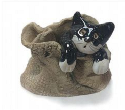 Pottery Cat in a sack