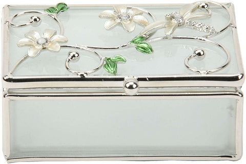 Juliana: Sophia Collection - Cream Dragonfly and Diamante Glass Trinket Box