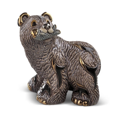 De Rosa Grizzly Bear with Fish Figurine