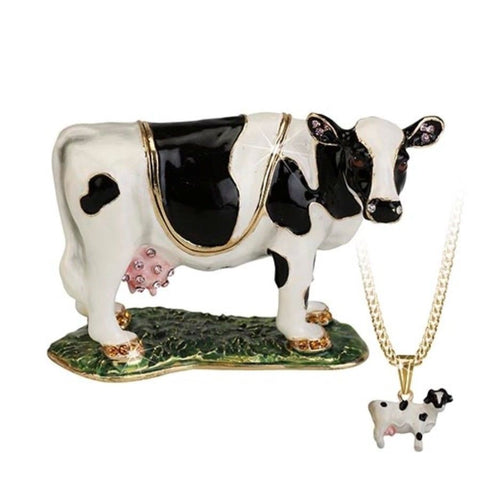 Arora Design Trinket Box Hidden Secrets Friesian Cow