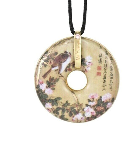 Pendant on thong by Goebel - Japanese design Apple Blossom