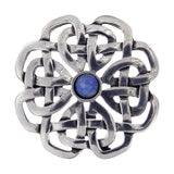 ST JUSTIN PEWTER BROOCH CELTIC ROSE WITH TURQUOISE STONE