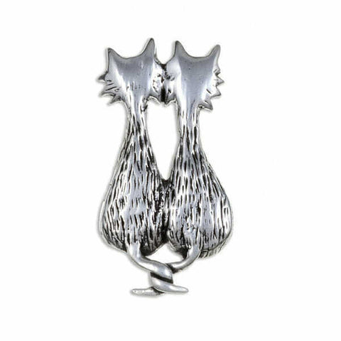 ST JUSTIN PEWTER PURRFECT PAIR CAT BROOCH