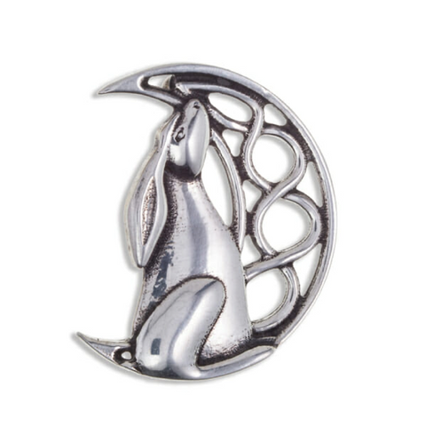St Justin Pewter Brooch Moon Gazing Hare