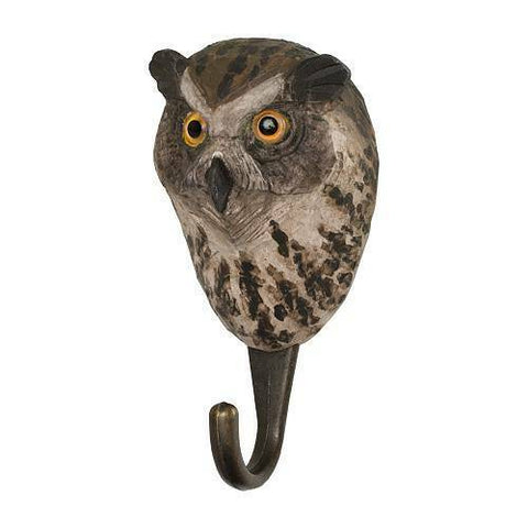 Wildlife Garden Hook. Hand Carved Eagle Owl