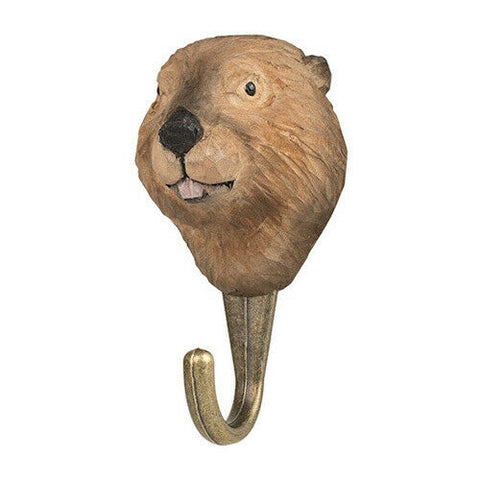Wildlife Garden Hook Hand Carved Beaver
