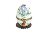 Limoges Porcelain Brahms Lullaby Musical Egg decorated with Grey Cat and Poppies by Fanex