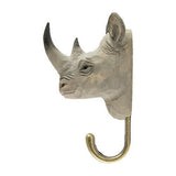 Wildlife Garden Hook Hand Carved Rhino