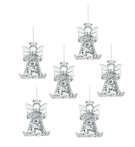 Heaven Sends Hanging Ornaments Set of 6 Glass Angels
